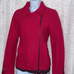 Tahari moto zip up hot pink jacket XS
